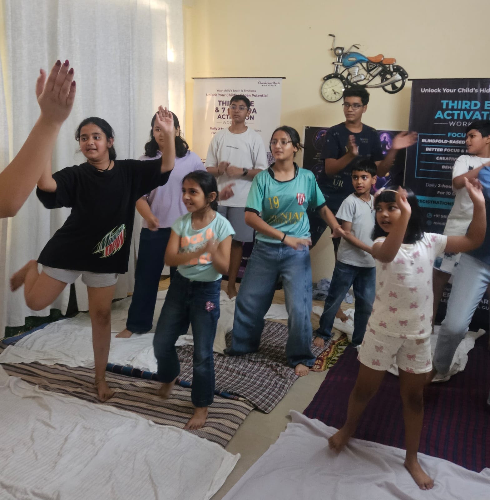 Children taking part in a group workshop activity